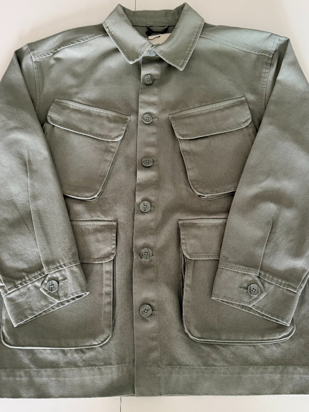 ZARA NWT Womens Seafoam Green Utility Overshirt Sz M Cargo Y2K Oversized Cotton